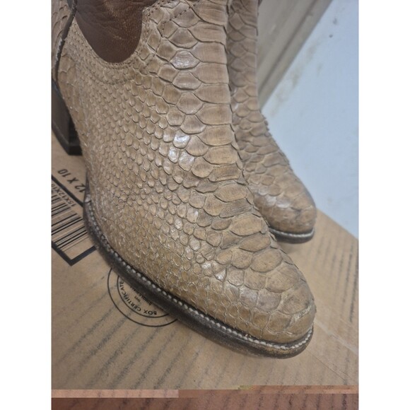 Vintage Sanders Exotic Snakeskin Boots Men\'s Size 9EE Brown Beige 5309 Rare
